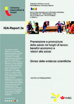 Prevenzione e promozione della salute nei luoghi di lavoro: benefici economici e relativi alla salute Sintesi delle evidenze scientifiche