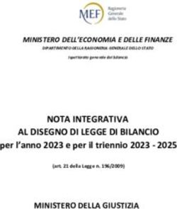NOTA INTEGRATIVA AL DISEGNO DI LEGGE DI BILANCIO