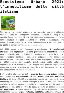 Ecosistema 2021: l'immobilismo delle citt&agrave; italiane