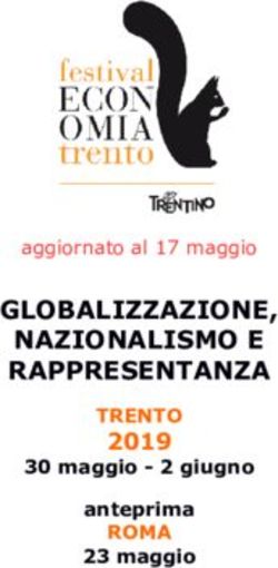 GLOBALIZZAZIONE, NAZIONALISMO E RAPPRESENTANZA - 2019 TRENTO ROMA 30 maggio - 2 giugno