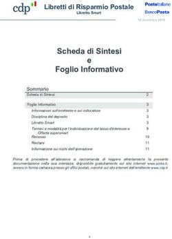 Scheda di Sintesi Foglio Informativo - Libretti di Risparmio Postale - Poste Italiane